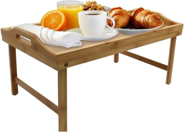 A-Z® Bed Breakfast Tray Bamboo Serving Tray Table with legs