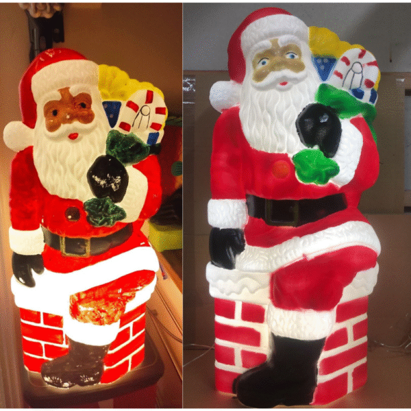 Blow Molded Santa In Chimney 80cm With LED Light Source - Christmas Decoration