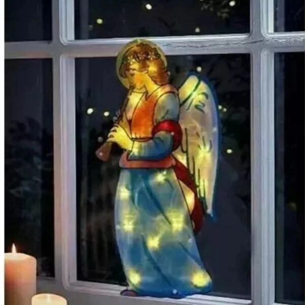 Christmas Angel Window Light Silhouette Double Sided - Battery Operated