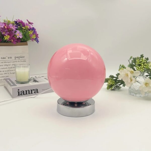 18cm Colour Changing Ball LED Globe Desk Lamp Brush Finish Metal Base Bedside Table Night Lamp