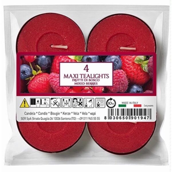 12Pcs Prices Tealights Aladino Maxi Candles 10 Hours Burn Time - MIXED BERRIES Scented