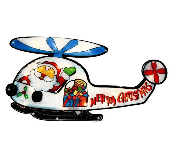 LED Santa Helicopter Christmas Window Silhouette Festival Decoration