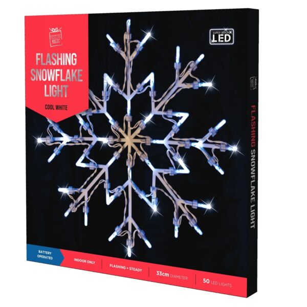 33cm Flashing Star Snowflake 50 LED - Cool White